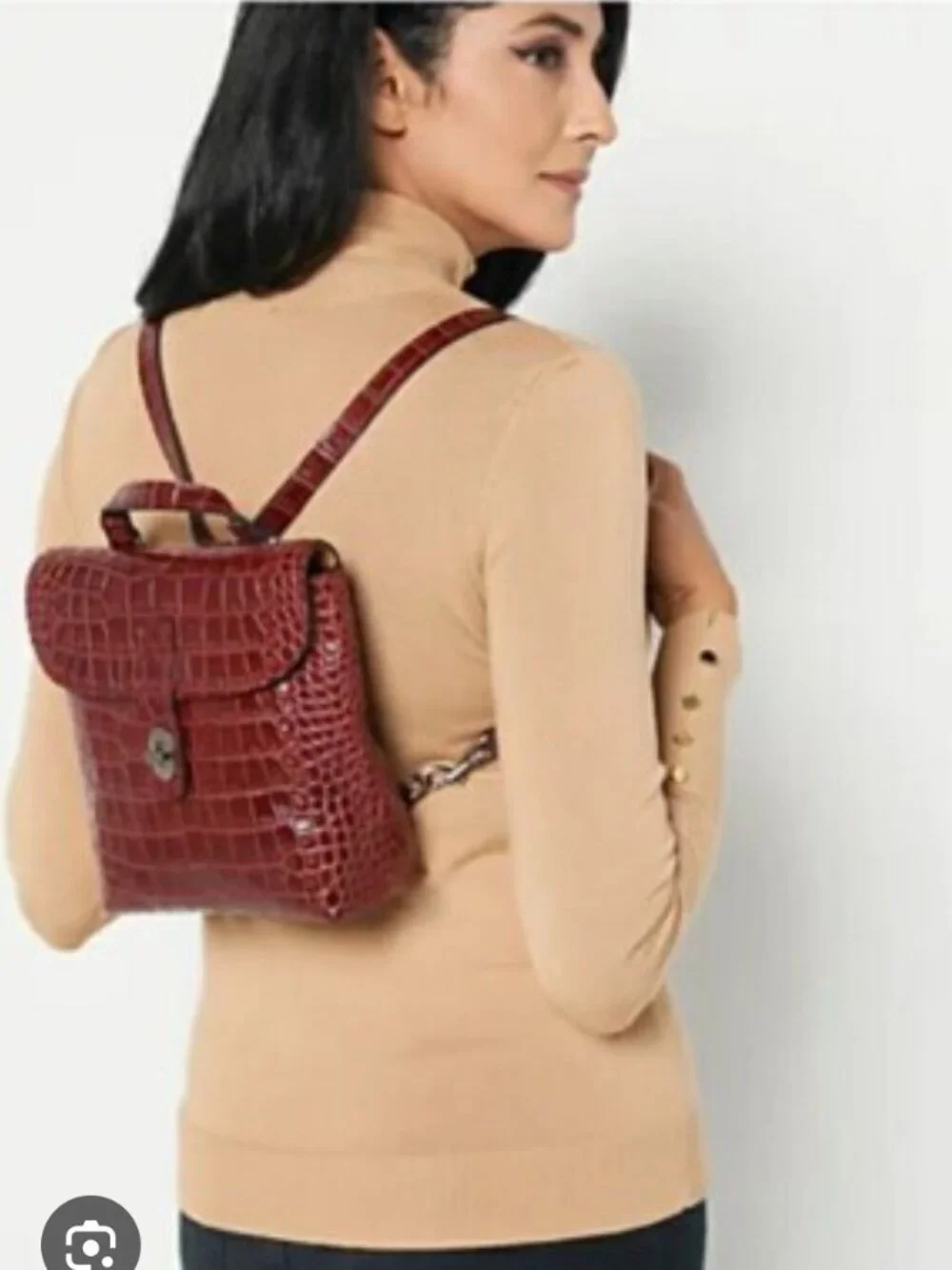 Patricia Nash Oxblood Croco Davoli Convertible Leather Backpack